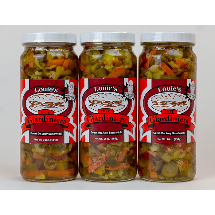 Louie's Hot Giardiniera - 3 pack (16oz Jars) - Louie's Seasoning