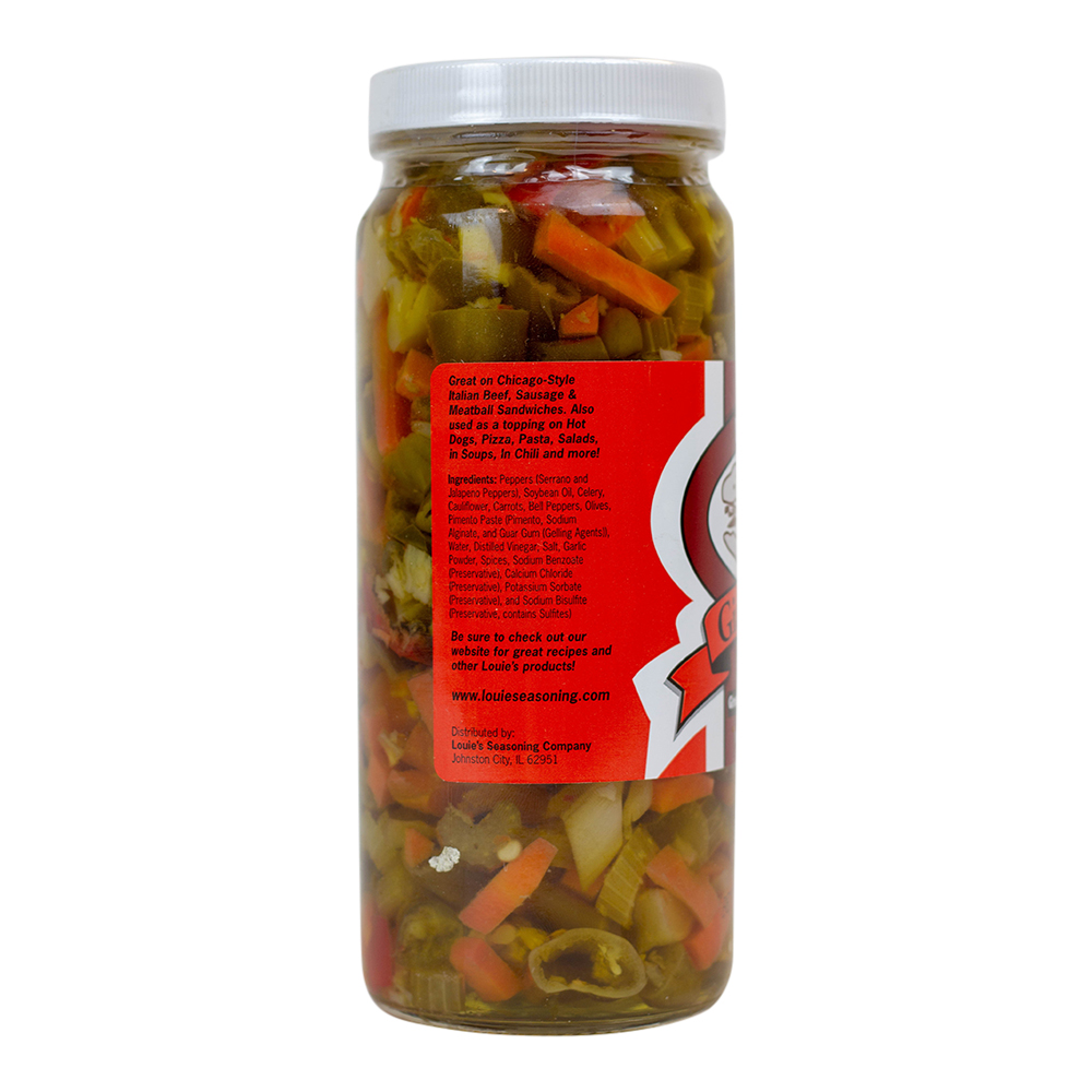 Louie's Hot Giardiniera - 3 pack (16oz Jars) - Louie's Seasoning